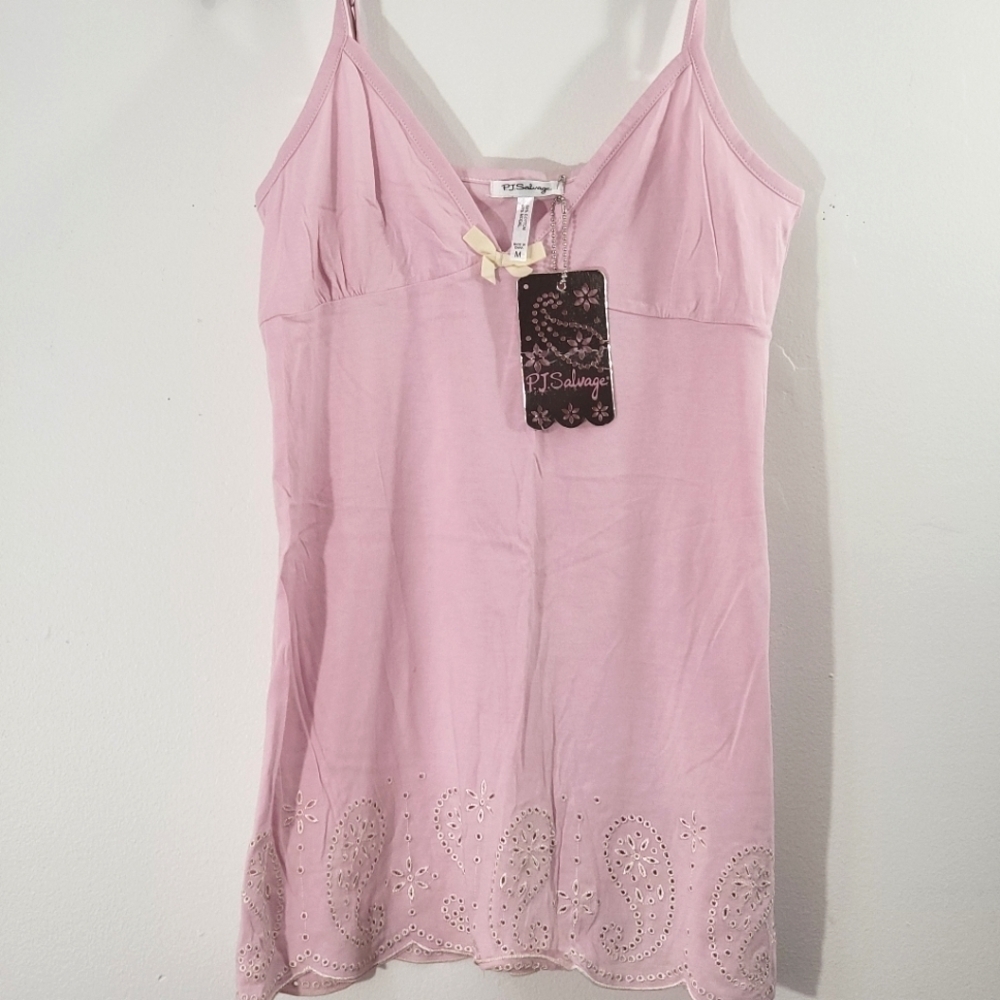 PJ Salvage Lazer Cut Dusty Pink Babydoll Femanine Camisole Top Cami Loungewear M
